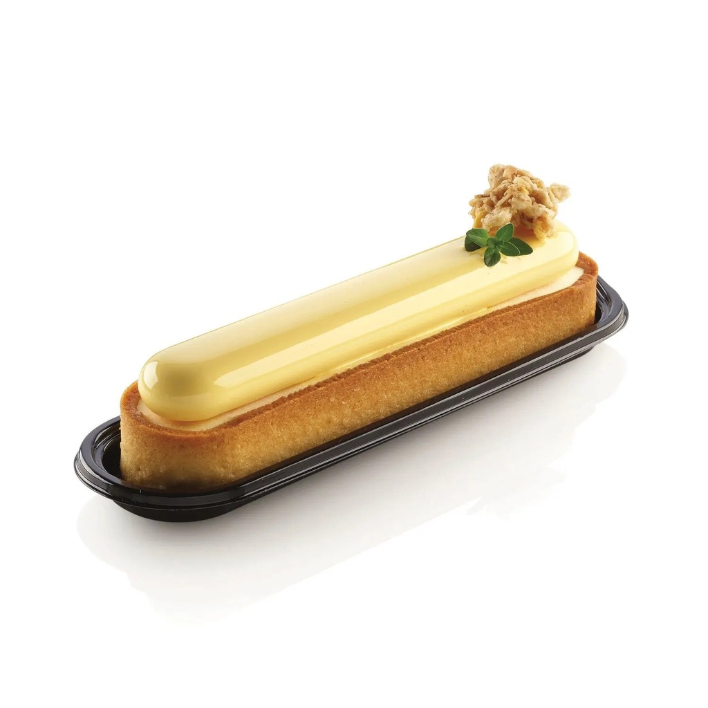 KIT TARTE RING OBLONG 146X34 MM - SET SILICONE MOULD 133X21 + 6 RINGS White