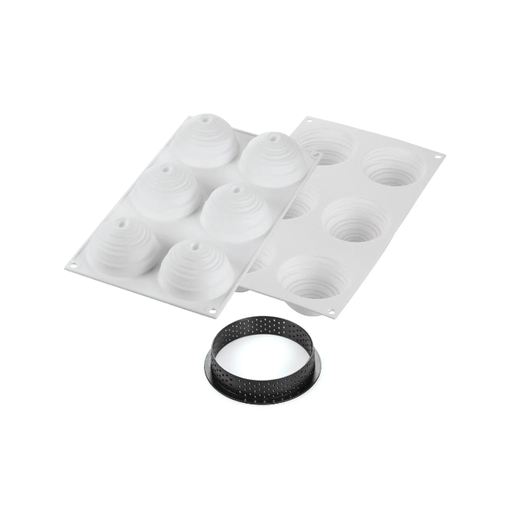 [25.297.87.0065] KIT TARTE RING MONTBLANC ّ80 MM - SET SILICONE MOULD + 6 RINGS White