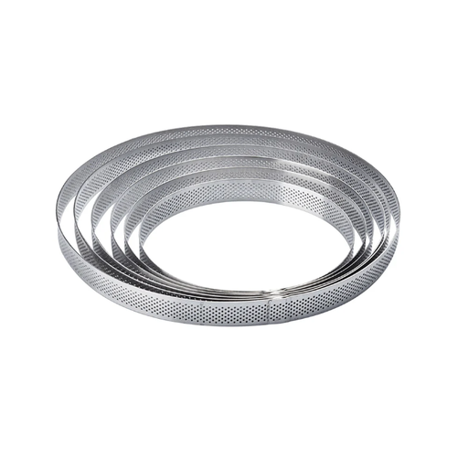 [XF2120] Round Microperforated Stainless Steel Bands Ø 210 X H 20 Mm - 10/12 Servings