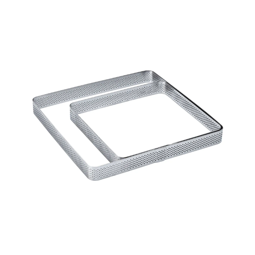 [XF04] Square Microperforated Stainless Steel Bands With Rounded Corners 190 X 190 X H 20 Mm - 6/8 Servings